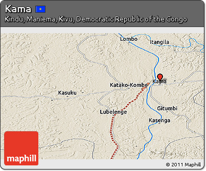 Shaded Relief Panoramic Map of Kama