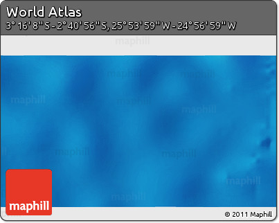 Shaded Relief 3D Map of the Area around 2° 58' 32" S, 25° 25' 29" W