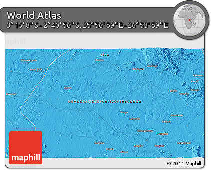 Political 3D Map of the Area around 2° 58' 32" S, 26° 25' 29" E