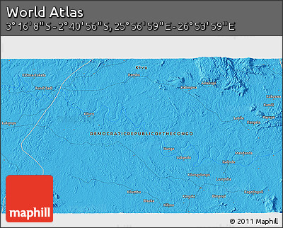 Political 3D Map of the Area around 2° 58' 32" S, 26° 25' 29" E
