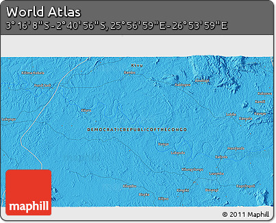 Political 3D Map of the Area around 2° 58' 32" S, 26° 25' 29" E