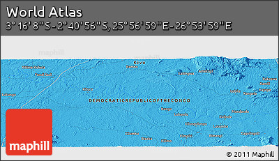 Political Panoramic Map of the Area around 2° 58' 32" S, 26° 25' 29" E