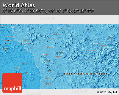 Political 3D Map of the Area around 2° 58' 32" S, 27° 16' 29" E