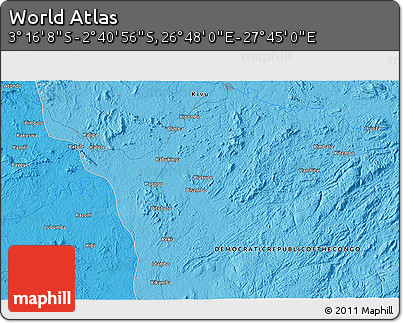 Political 3D Map of the Area around 2° 58' 32" S, 27° 16' 29" E