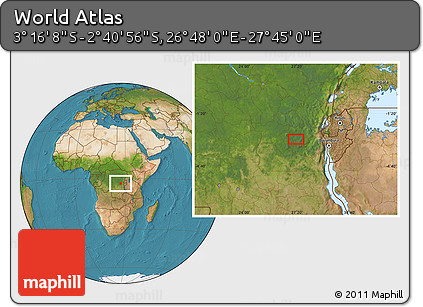 Satellite Location Map of the Area around 2° 58' 32" S, 27° 16' 29" E