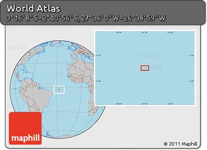 Gray Location Map of the Area around 2° 58' 32" S, 27° 7' 30" W