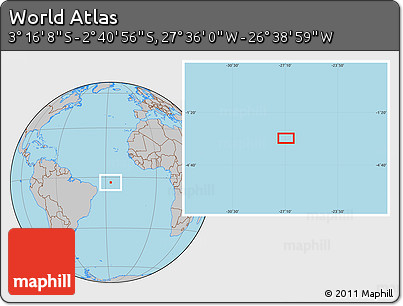 Gray Location Map of the Area around 2° 58' 32" S, 27° 7' 30" W