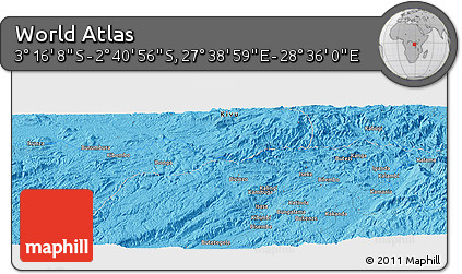 Political Panoramic Map of the Area around 2° 58' 32" S, 28° 7' 30" E