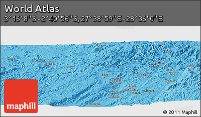 Political Panoramic Map of the Area around 2° 58' 32" S, 28° 7' 30" E