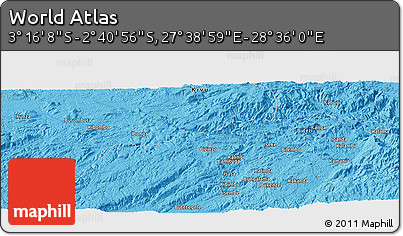 Political Panoramic Map of the Area around 2° 58' 32" S, 28° 7' 30" E