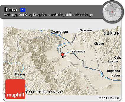 Shaded Relief Panoramic Map of Itara