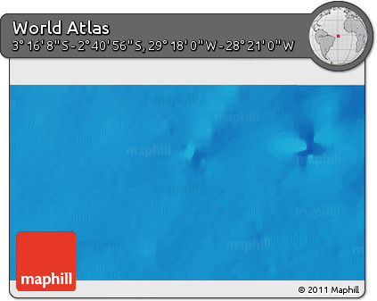 Physical 3D Map of the Area around 2° 58' 32" S, 28° 49' 30" W