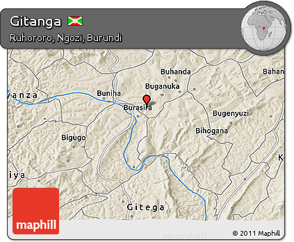 Shaded Relief 3D Map of Gitanga