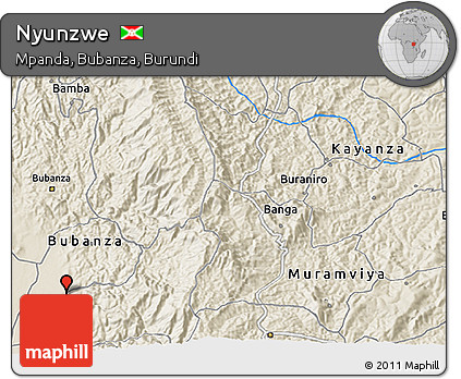 Shaded Relief 3D Map of Nyunzwe