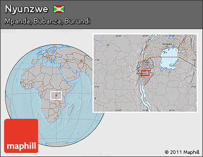 Gray Location Map of Nyunzwe, hill shading