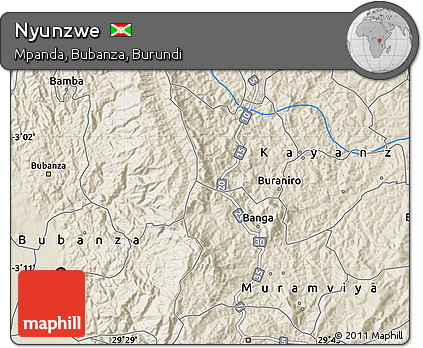 Shaded Relief Map of Nyunzwe