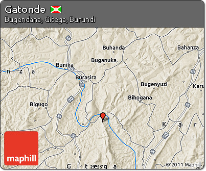 Shaded Relief Map of Gatonde