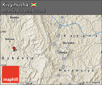 Shaded Relief Map of Kivyihusha