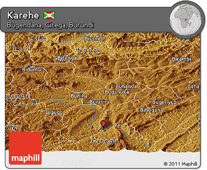 Physical Panoramic Map of Karehe