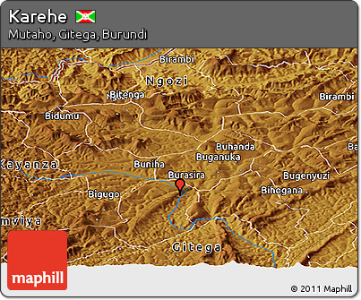 Physical Panoramic Map of Karehe
