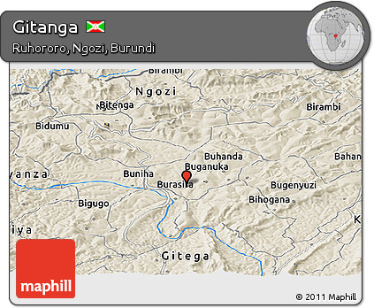 Shaded Relief Panoramic Map of Gitanga