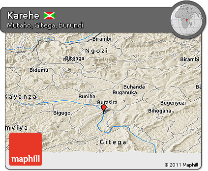 Shaded Relief Panoramic Map of Karehe