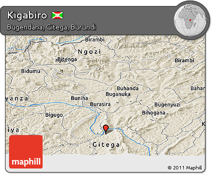 Shaded Relief Panoramic Map of Kigabiro