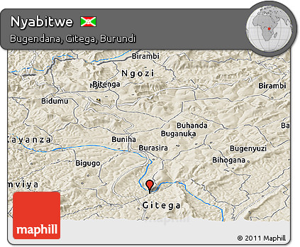 Shaded Relief Panoramic Map of Nyabitwe