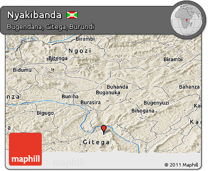 Shaded Relief Panoramic Map of Nyakibanda