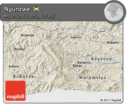 Shaded Relief Panoramic Map of Nyunzwe