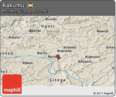 Shaded Relief Panoramic Map of Kakumu