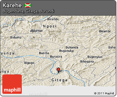 Shaded Relief Panoramic Map of Karehe