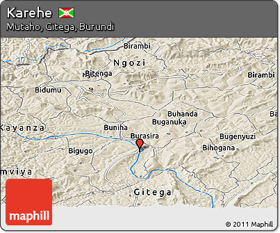 Shaded Relief Panoramic Map of Karehe