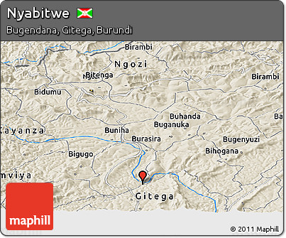 Shaded Relief Panoramic Map of Nyabitwe