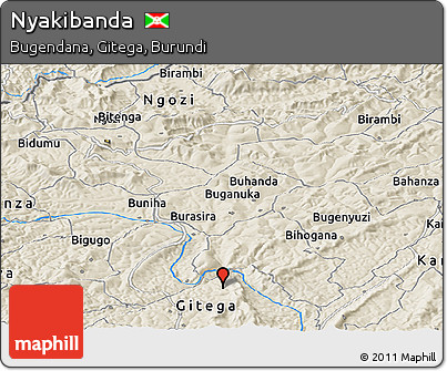 Shaded Relief Panoramic Map of Nyakibanda