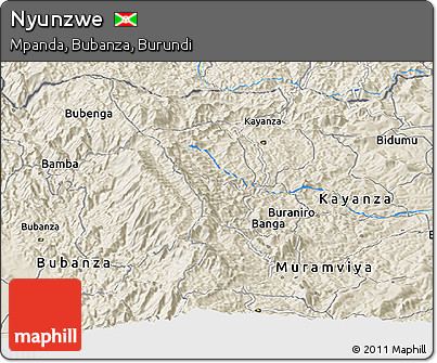 Shaded Relief Panoramic Map of Nyunzwe