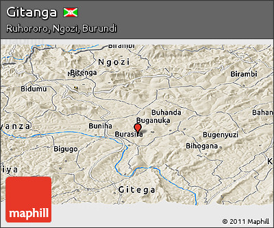 Shaded Relief Panoramic Map of Gitanga
