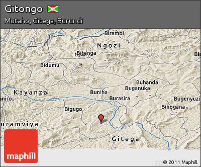 Shaded Relief Panoramic Map of Gitongo