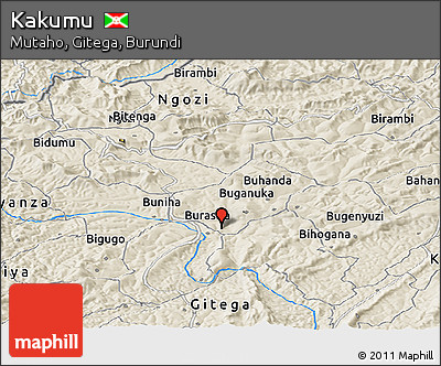 Shaded Relief Panoramic Map of Kakumu