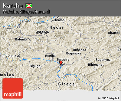 Shaded Relief Panoramic Map of Karehe