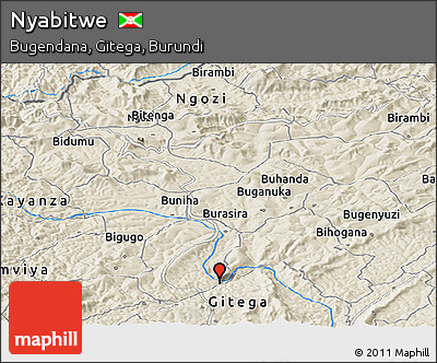 Shaded Relief Panoramic Map of Nyabitwe