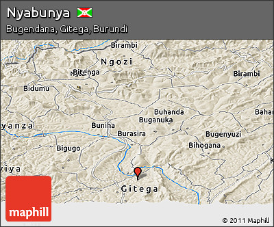 Shaded Relief Panoramic Map of Nyabunya
