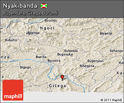 Shaded Relief Panoramic Map of Nyakibanda