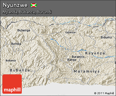 Shaded Relief Panoramic Map of Nyunzwe
