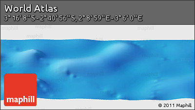 Shaded Relief Panoramic Map of the Area around 2° 58' 32" S, 2° 37' 30" E