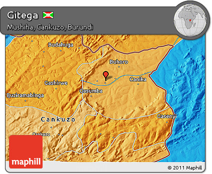 Political 3D Map of Gitega