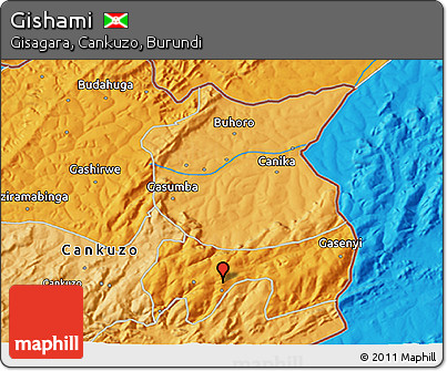 Political 3D Map of Gishami