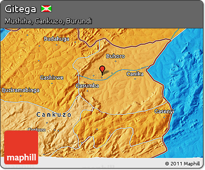 Political 3D Map of Gitega
