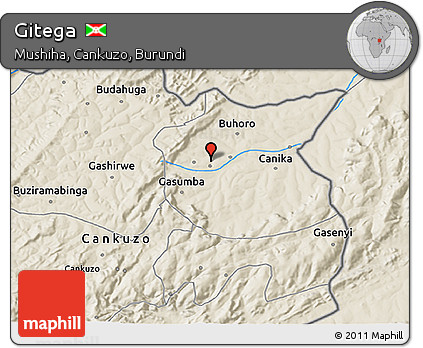 Shaded Relief 3D Map of Gitega