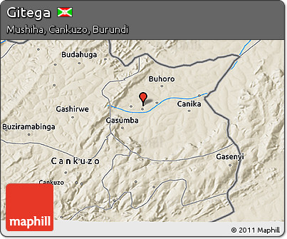 Shaded Relief 3D Map of Gitega